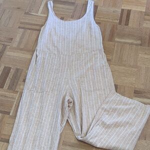 Striped Tan Jumpsuit